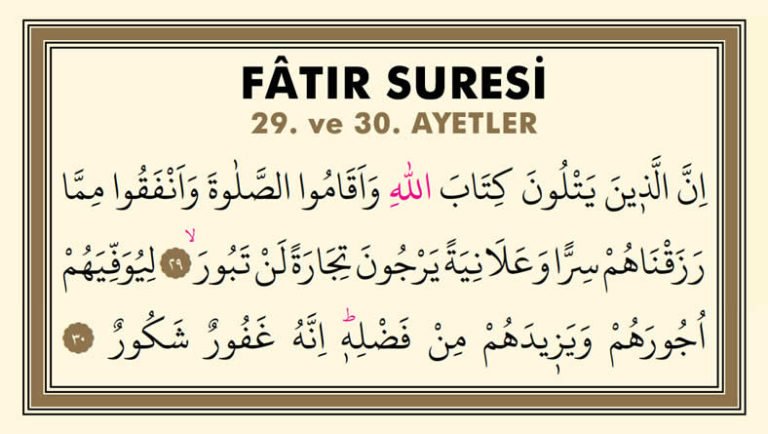 Fatır Suresi 29 Ve 30. Ayetler, Diyanet Meali Ve Fazileti